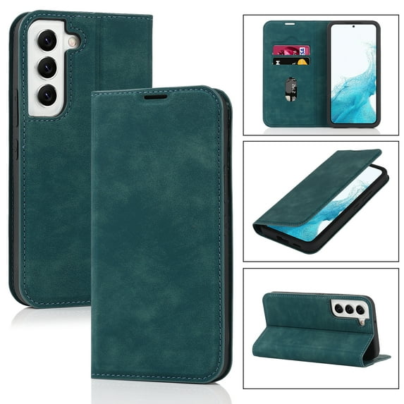 Nalacover Wallet Case for Samsung Galaxy S22 Plus,Built-in Magnet Compatible with Magsafe Charger,PU Leather Magnetic Closure Flip Holder RFID Blocking Card Slot Anti-falling Phone Cover,Blue