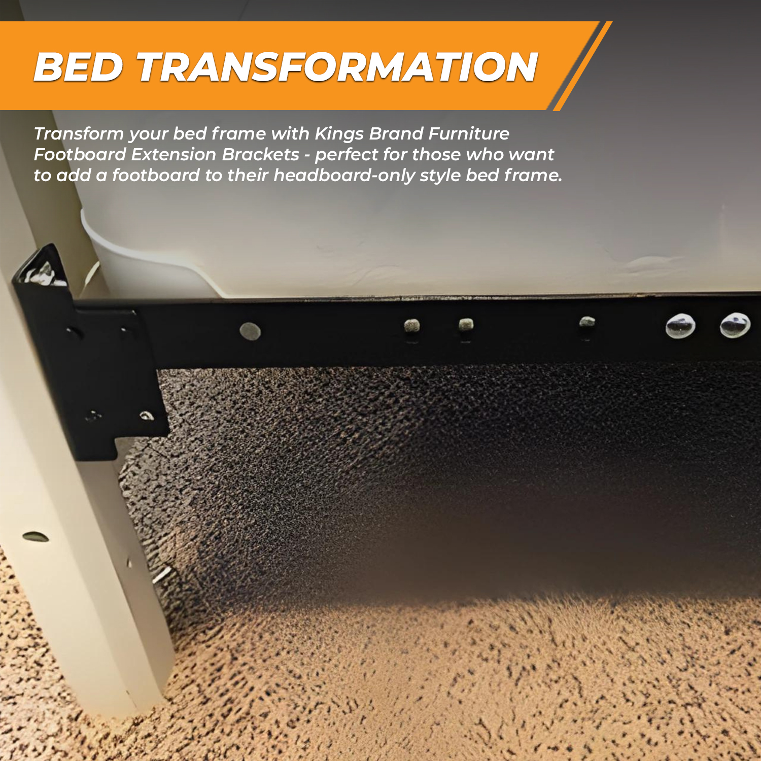 Kings Brand Furniture Bed Frame Footboard Extension Brackets – Set of 2 Metal Brackets for Twin, Full, Queen & King