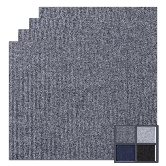 Emaraxy 24"x24" Peel and Stick Carpet Tiles, Self-Adhesive Squares, Dark Gray, 20 Pack
