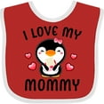 thumbnail image 3 of Inktastic I Love My Mommy with Cute Penguin and Hearts Girls Baby Bib, 3 of 4