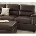 thumbnail image 5 of Living Room Furniture Modern Contemporary Espresso Faux Leather Sectional Sofa 3pcs Sectional Sofa Set Couch Cushion Pillows, 5 of 8