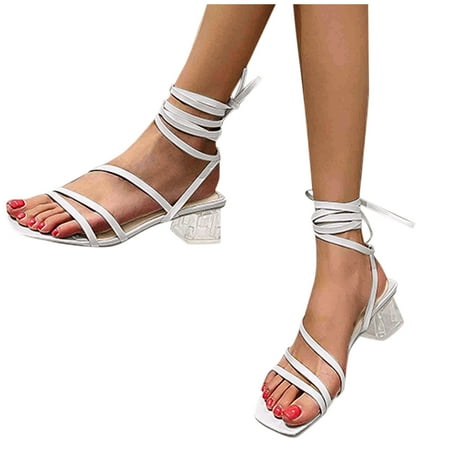 

Summer Fashion Large Size Thin Strap Heel Square Heel Sandals