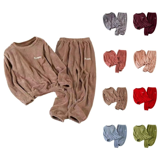 Pyjamas d'Hiver pour Femmes 2026 Ensemble de Pyjama Confortable et Chaud Col Rond