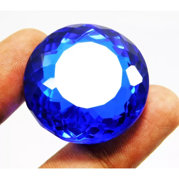 136 Ct Round Cut Blue Tanzania Tanzanite Glass Filled Stone Loose Gemstone