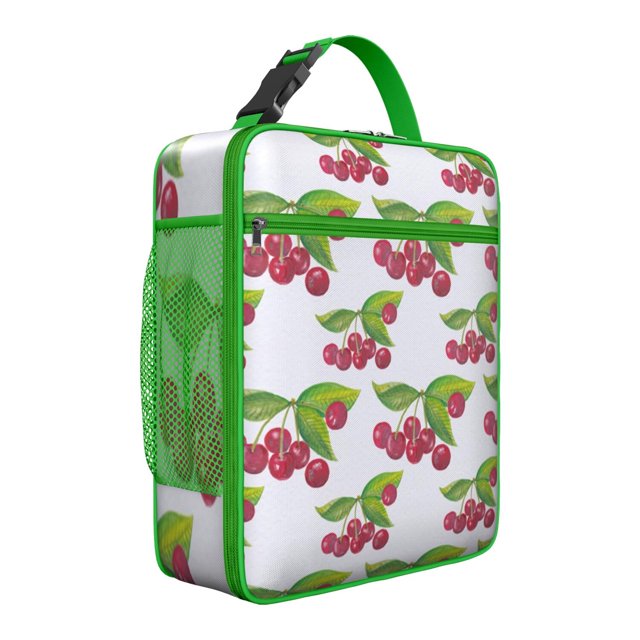 Sac à Lunch Cerise – Motif de Fruits Cerises Rouges Mignon Design Esthétique pour Amateurs de Cerises Illustration d'Art de Bonbons Rose Doux Sac Isotherme Réutilisable