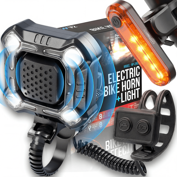 ZIREN-V2 USB-C Bike Horn Siren & LED Light - Electric Horn with Handlebar Switch, Rechargeable, IPX4, for Cycling and Riding (2025 Version)