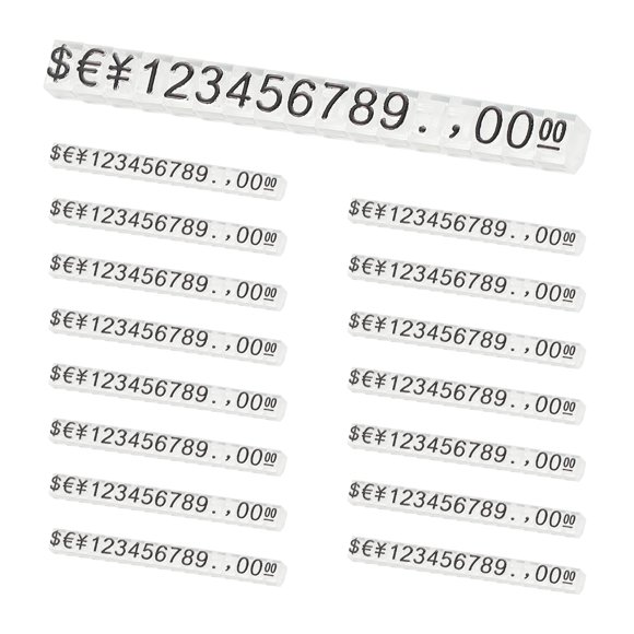 Uxcell 15 Set Price Display Cube, Adjustable Price Tag Stand Removable Number Letter Label Stand Dollar Block Kit for Jewelry Retail Shop Display Signs (Clear/Black, M)
