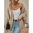 thumbnail image 3 of Womens Oversized Soft Knit Cardigan Sweater with Pockets Khaki L, 3 of 8