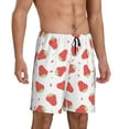 thumbnail image 2 of Kdxio Hand Drawn Strawberry Print Mens Sleep Shorts Bottoms Soft Comfy Pajama Wear Pants with Drawstring Pockets, 2 of 7