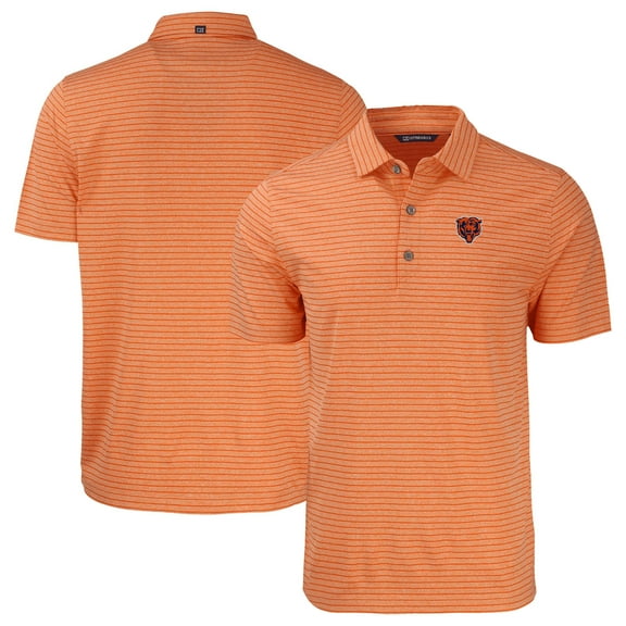 Men's Cutter & Buck Heather Orange Chicago Bears Throwback Forge Eco Heather Stripe Stretch Recycled Polo
