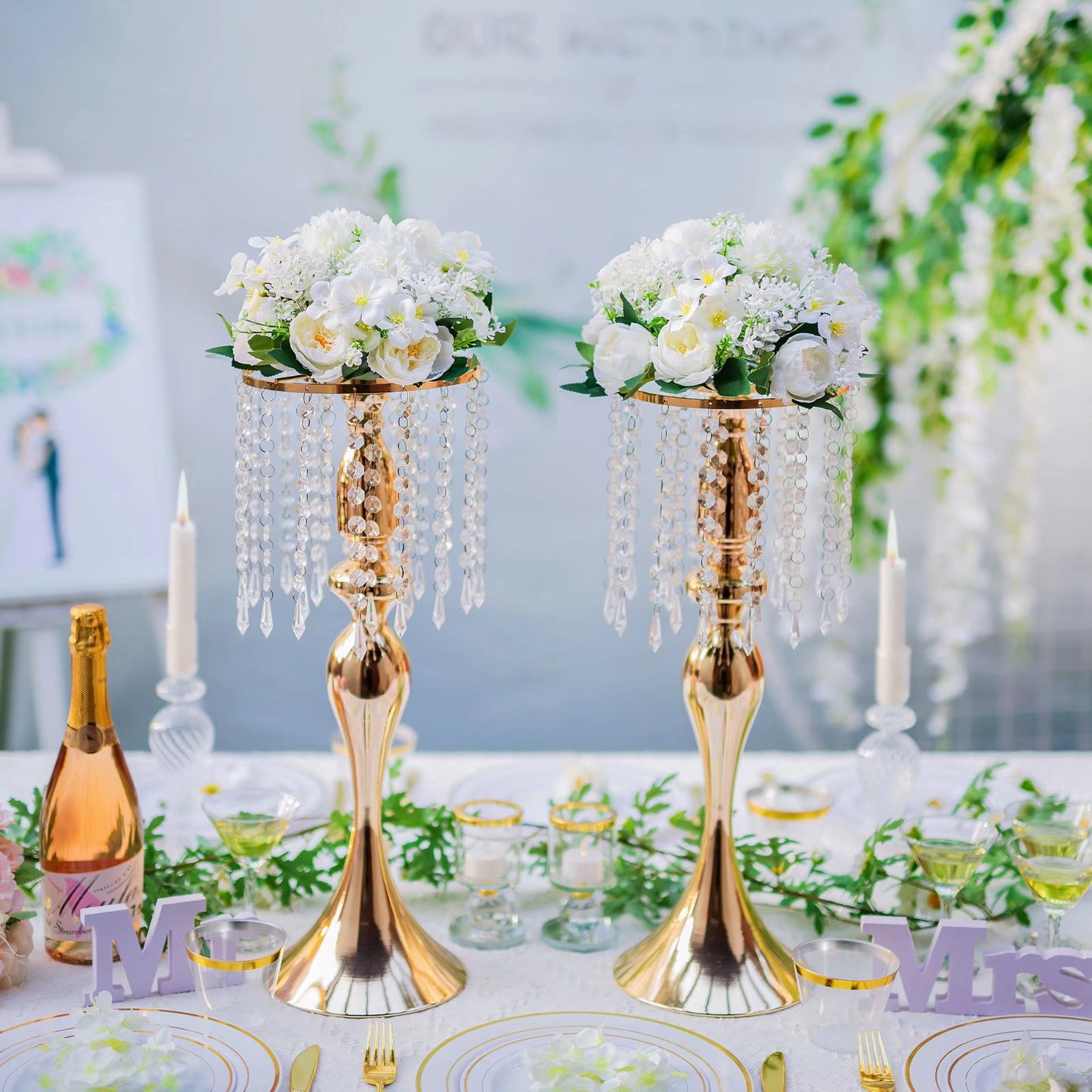 Fake Flowers Kissing Ball for Wedding Centerpieces Set of 10 White Artificial Flower Arrangements