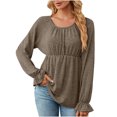 thumbnail image 1 of HKEJIAOI Womens Hauts à Manches Longues Col Rond Solide pour Femme Tops pour Femme, 1 of 7