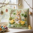 thumbnail image 5 of TanSiDing Spring Throw Pillow Covers - Watercolor Bunny in Flowers Cotton Pillow Cases Decorative for Easter Bunny Decor Couch Sofa Bedroom Living Room 45*45cm, 5 of 6