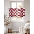 thumbnail image 3 of Red Geometric Sheer Curtains 54 Inch Length 2 Panels Set Window Treatments, Vintage Rhombus Circle Texture Rod Pocket Semi Curtains for Living Room/Bedroom/Kitchen Décor, 104"W x 54"L, 3 of 7