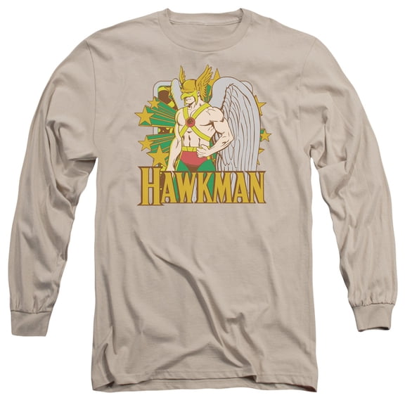 DC Comics Hawkman Stars Long Sleeve Adult 18/1 T-Shirt Sand