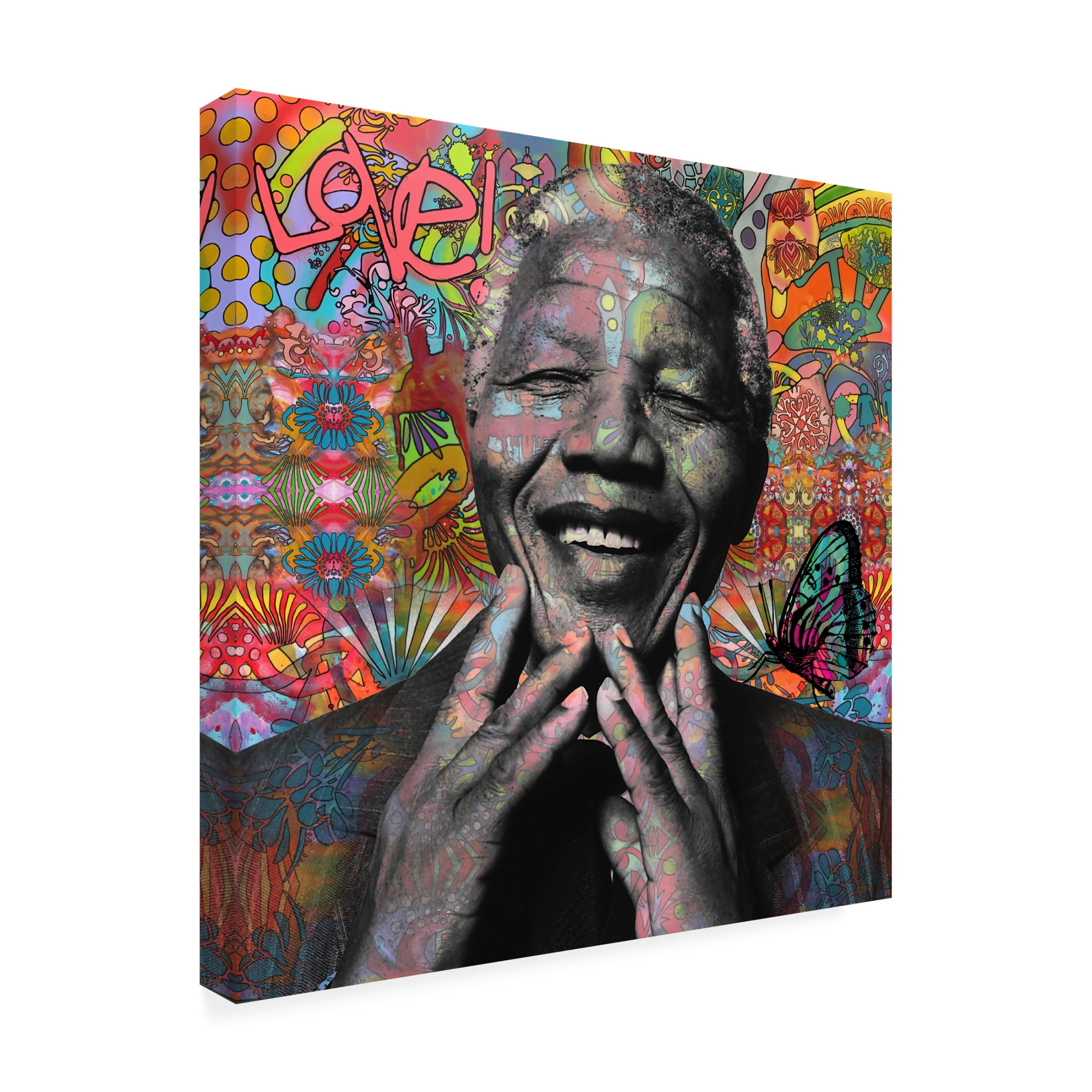 Canvas Wall Art - Dean Russo 'Mandela' Wall Art for Living Room, Bedroom, or Office Décor by Trademark Fine Art - 35 x 35 Inches