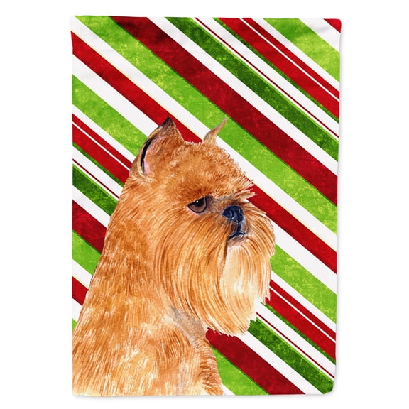 Brussels Griffon Candy Cane Holiday Christmas Garden Flag