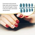 thumbnail image 4 of tredstone 24 Pieces False Nails Glitter Square Pattern Press on Artificial Nail Tips Elegant Full Wrapping Beauty Kit Manicure Decoration light blue, 4 of 7