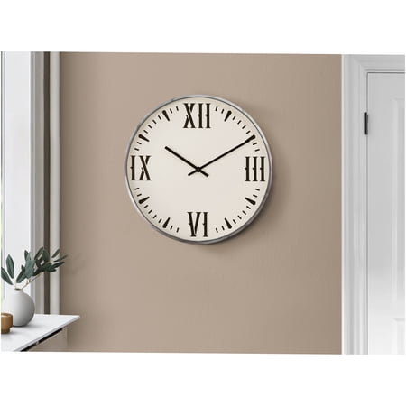 JERFIT 20 Inch Modern Wall Clock with Roman Numerals, Silent Non-Ticking Quartz Movement, Battery Operated Analog Round Clock for Living Room, Kitchen, Office, White