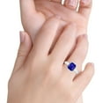 thumbnail image 5 of Bezel Set 9mmx7mm Ring Simulated Blue Sapphire CZ 925 Sterling Silver, 5 of 5