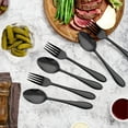 Walchoice 24Piece Black Fork and Spoon Set, Stainless Steel Cutlery