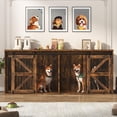 thumbnail image 5 of Blotout 95" Large Farmhouse Dog Crate TV Stand, Wooden Dog Crate Furniture with with Divider Panel/Sliding Metal Mesh Barn Door, XL-XXL Heavty Duty Dog Crates Furniture for 2 Large Dogs, 5 of 7