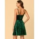thumbnail image 5 of Mini Vestido De Fiesta De Terciopelo Con Tirantes Finos Y Cuello En V Para Mujer Verde M, 5 of 6