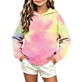thumbnail image 5 of Hoodies for Girls Nelozsy Girls Gradient Color Hooded Sweatshirt Kids Long Sleeve Loose Pullover Hoodie For Fall Winter Pink 9-10 Years, 5 of 6