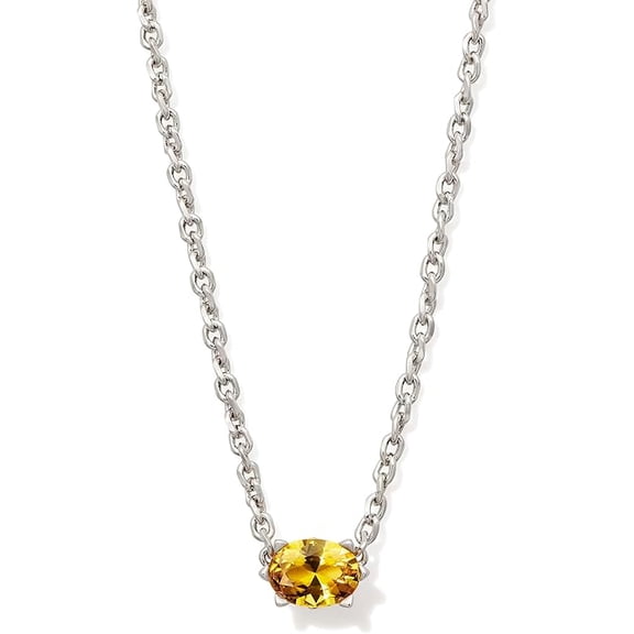 Kendra Scott Cailin Crystal Pendant Necklace Silver Golden Yellow Crystal
