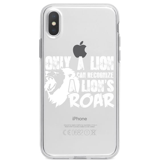 DistinctInk Clear Shockproof Hybrid Case for iPhone XR (6.1" Screen) - TPU Bumper Acrylic Back Tempered Glass Screen Protector - Only a Lion Recognize Lion's Roar