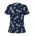 thumbnail image 4 of Naloa Astronaut Dinosaur Print T-Shirts Short Sleeve V Neck Tees for Women Fashion Tops Trendy Lightweight Soft Casual Summer Outfits Clothes, 4 of 5