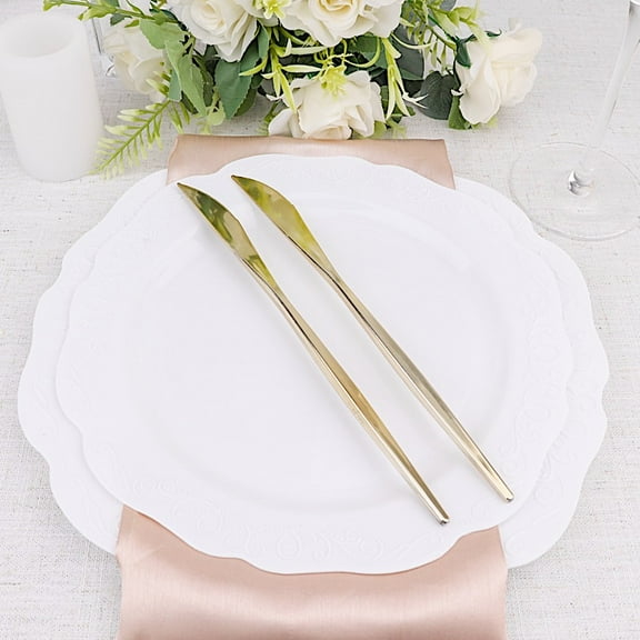 Balsa Circle 24 Gold 8" Heavy Duty Plastic Knives Disposable Wedding Party Catering