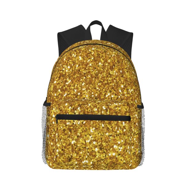 Easygdp Gold Glitter Mochila Casual para Portátil, Mochila para Escuela, Viajes, Negocios