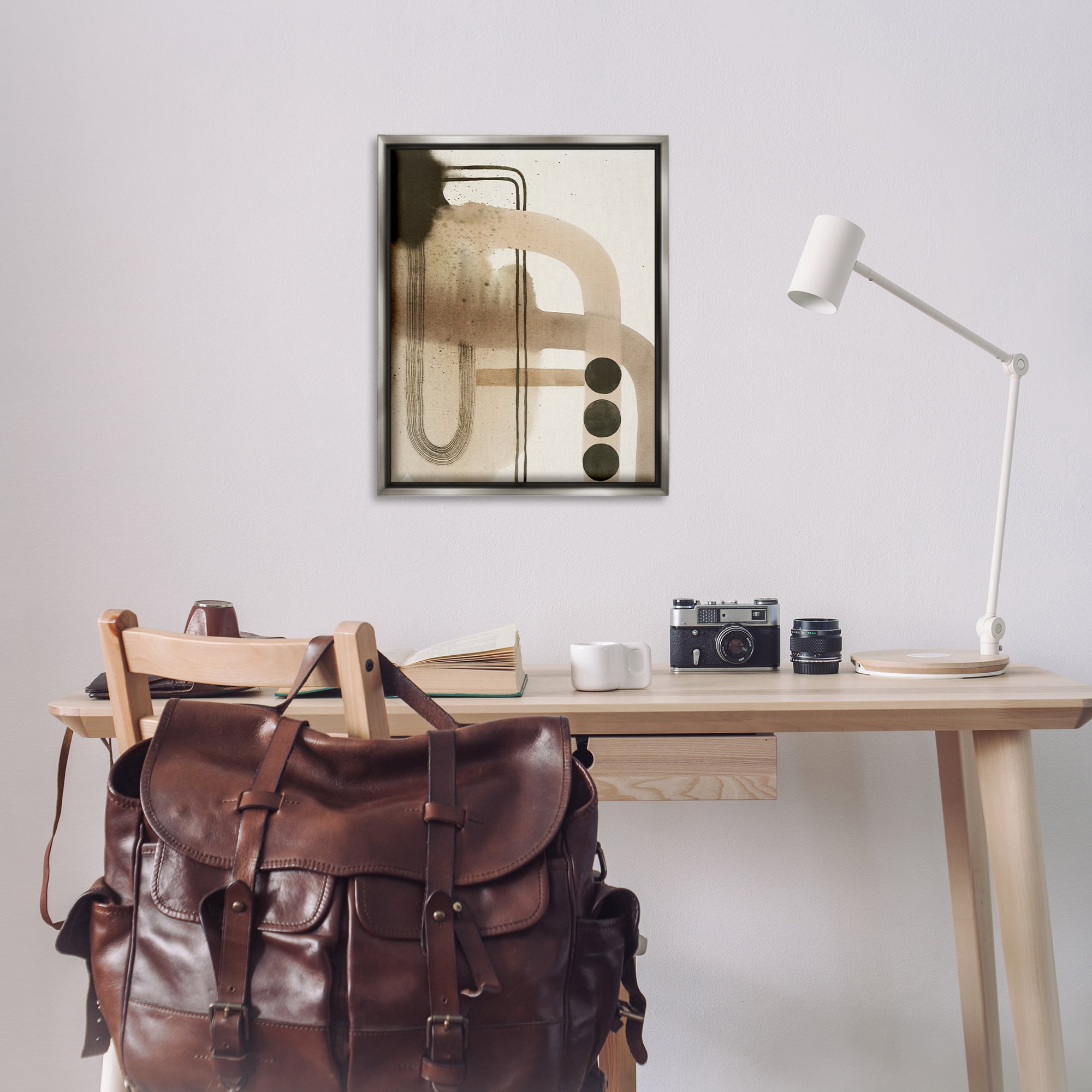 Stupell Industries Beige Retro Arches Abstract Painting Gray Floater Framed Canvas Art Print Wall Art, 25 x 31