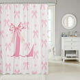 thumbnail image 2 of Pink Bow Shower Curtains,Princess Style Bowknot Love Hearts Girly Fairy Bath Curtain,Initial Letter L Chic Romantic Bathroom Decor Set with 12 Hooks for Bathtub,72" Long, 2 of 5