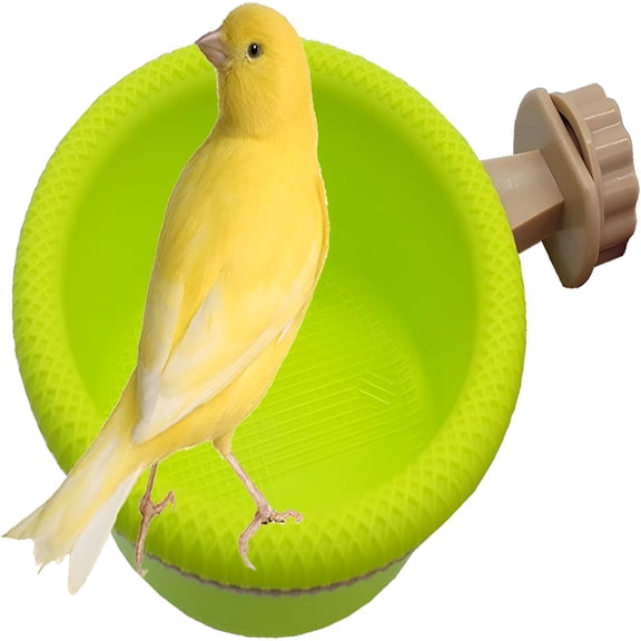 ACDANC 4.5 Inch Bird Cage Bath Tub with Perch Stand, Detachable Plastic Water Bath