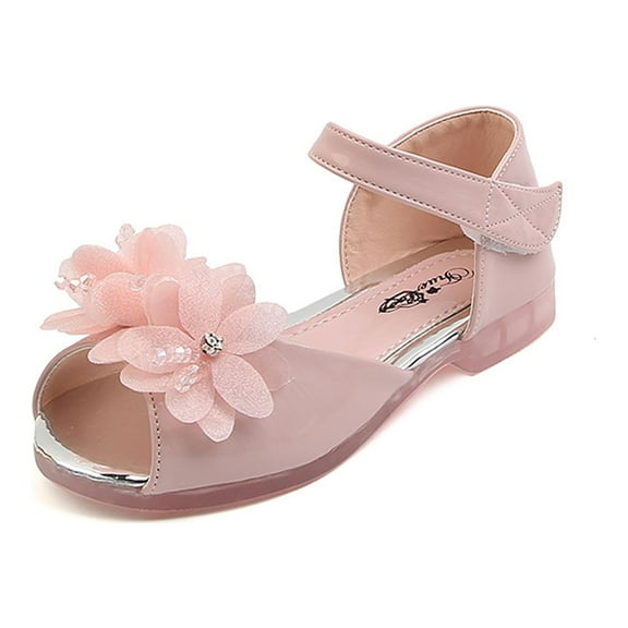 Odeerbi Toddler Girls Princess Sandals Summer Beach Sandals Children Open Toe Princess Sandals Soft Bottom Pearl Beaded Flowers Shoes Pink
