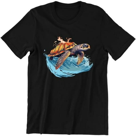 Sea Turtle Men's Graphic Tees, Vintage Print Short Sleeve T Shirts Summer Shirt Round Neck Tee Tops