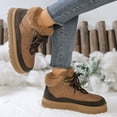 thumbnail image 3 of Platform Snow Boots for Women High Top Winter Warm Furry Lined Lace up Ankle Booties Outdoor Casual Fuzzy Walking Shoes Brown Size 6, 3 of 5