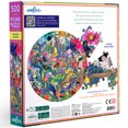 thumbnail image 2 of eeBoo Piece & Love: Paradise Garden - 500 Piece Puzzle - 23" Round Jigsaw, Vibrant Bird & Nature Collage Artwork, Eco-Friendly, Playlist, Adult & Kids, 2 of 8