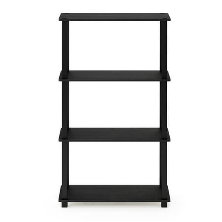 Furinno Turn-N-Tube 4 Tier Wooden Multipurpose Rack Shelf Closet Organizer for Home Living Rooms and Bedrooms, Americano/Black