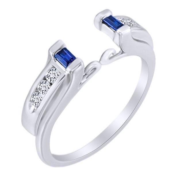 Jewel Zone US Simulated Blue Sapphire & White Natural Diamond Wrap