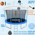 thumbnail image 4 of 12FT Trampoline for Adults/Kids Outdoor Trampoline with Enclosure Net Basketball Hoop Sprinkler Wind Stakes Ladder Recreational Trampoline for Backyard, 4 of 7