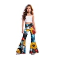 thumbnail image 3 of WERYOUNG Boys Girls Casual Flared Pants With Musical Print Wide Leg Trousers For Kids Back To School Stage Performance Stylish Bottom 5-6 Years, 3 of 6