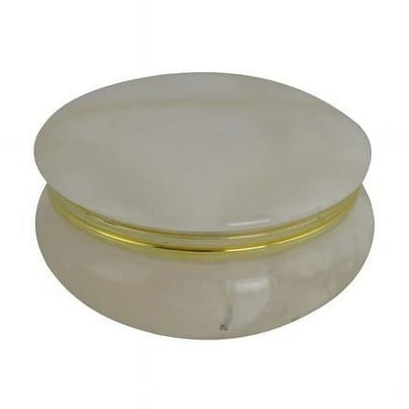 Three Star Import & Export AB150 4 in. White Alabaster Trinket Box