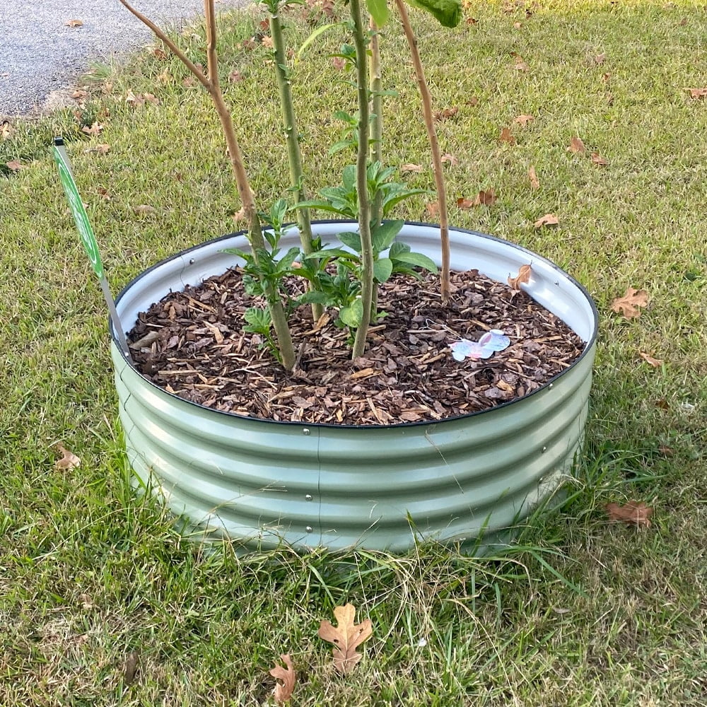 VEGEGA 17" Tall 42" Round Modular Corrugated Metal Raised Garden Beds