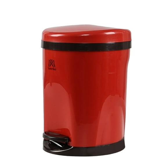Vcansay 1.8 Gallon Step on Plastic Trash Can, Plastic Garbage Can with Foot Pedal, Red