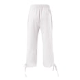 thumbnail image 6 of Hurxie Women's Linen Capri Pants with Drawstring Petite Summer Beachwear Lightweight Elastic Waist Pants White,M, 6 of 7