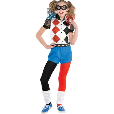 Costumes USA DC Super Hero Girls Romper Harley Quinn Costume for Girls, Includes a Romper, a Mask, and Belt