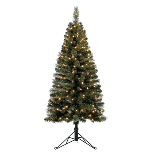 Home Heritage Cashmere 5 Foot Artificial Corner Christmas Tree with LED